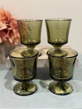 La Rochere Olive Green Rooster
Tumblers Glasses France 7.41oz Set Of 4